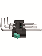 WERA 9-piece short silver ball-end Allen key set